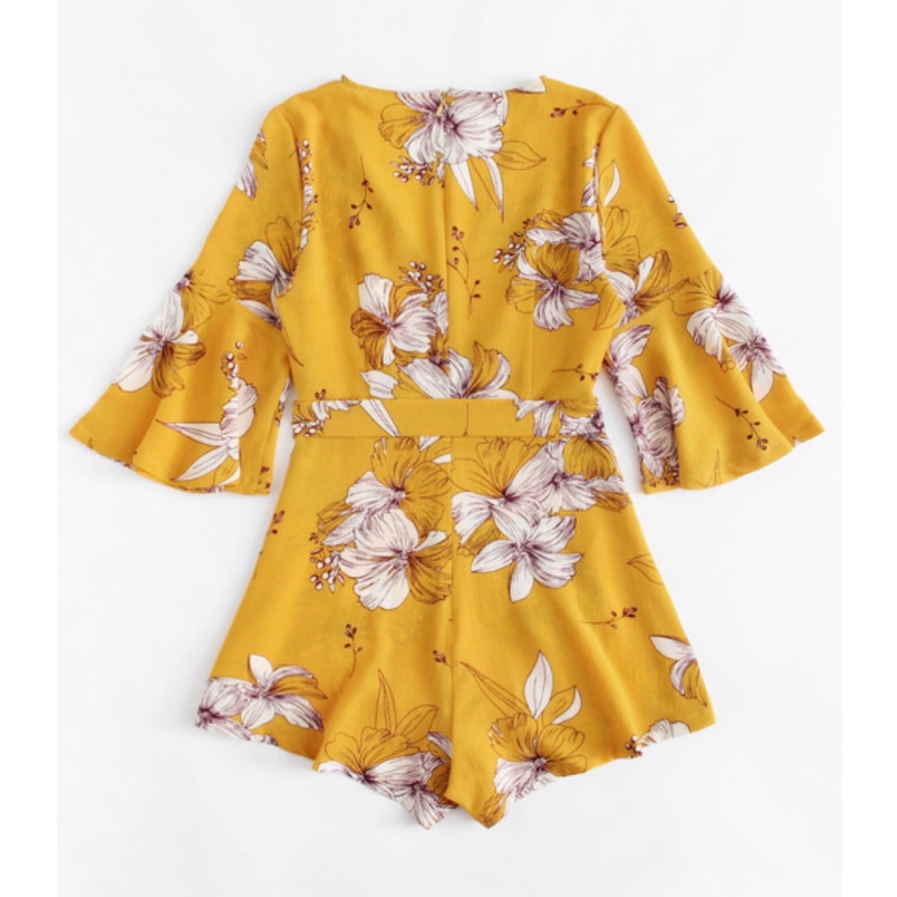 BETHANIE floral Print Romper - MUSTARD - Picture 2 of 2